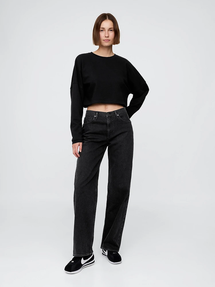 French Terry Oversized Crop Sweatshirt