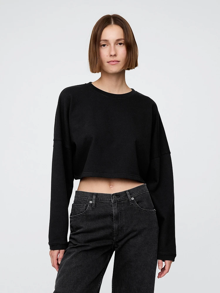 French Terry Oversized Crop Sweatshirt