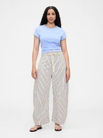 High Rise Denim Stripe Horseshoe Jeans
