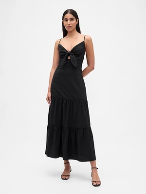 Tie-Front Tiered Maxi Dress