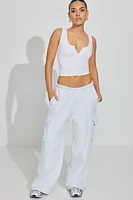 Scoop Neck Ribbed Henley Tank Top