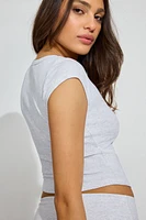 Scoop Neck Cap Sleeve T-Shirt