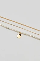 Set of 3 Pearl and Chain Necklaces