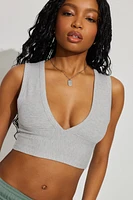 Plunge V-Neck Rib Tank Top