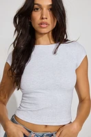 Crew Neck Open Back Short Sleeve Top