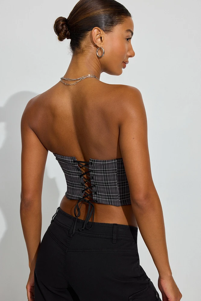 Bustier sans bretelles à bordure en dentelle