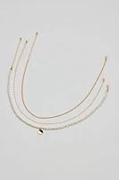 Set of 3 Pearl and Chain Necklaces