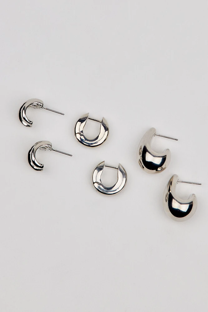 Ensemble de 3 paires de boucles d’oreilles abstraites