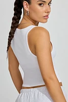 Scoop Neck Ribbed Henley Tank Top
