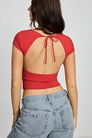 Crew Neck Open Back Tie Top