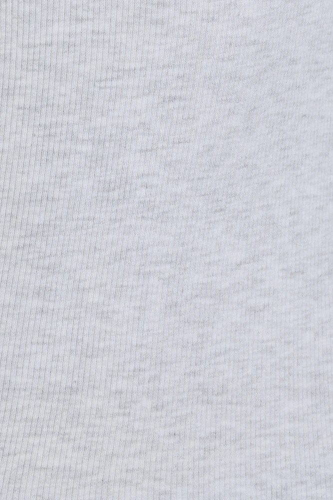 Ribbed Seamed Long Sleeve Crewneck Top