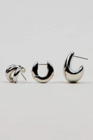 Ensemble de 3 paires de boucles d’oreilles abstraites