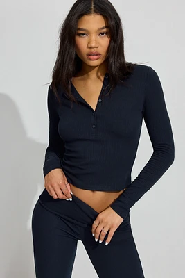 Rib Henley Top