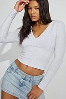 Clean V-Neck Long Sleeve Top
