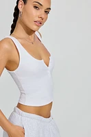 Scoop Neck Ribbed Henley Tank Top