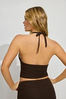 Plunge Neckline Crochet Halter Top