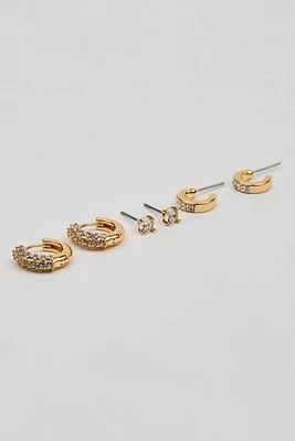 3 Pack Gem Stud & Hoop Earrings