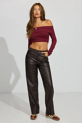 Pantalon droit en faux cuir