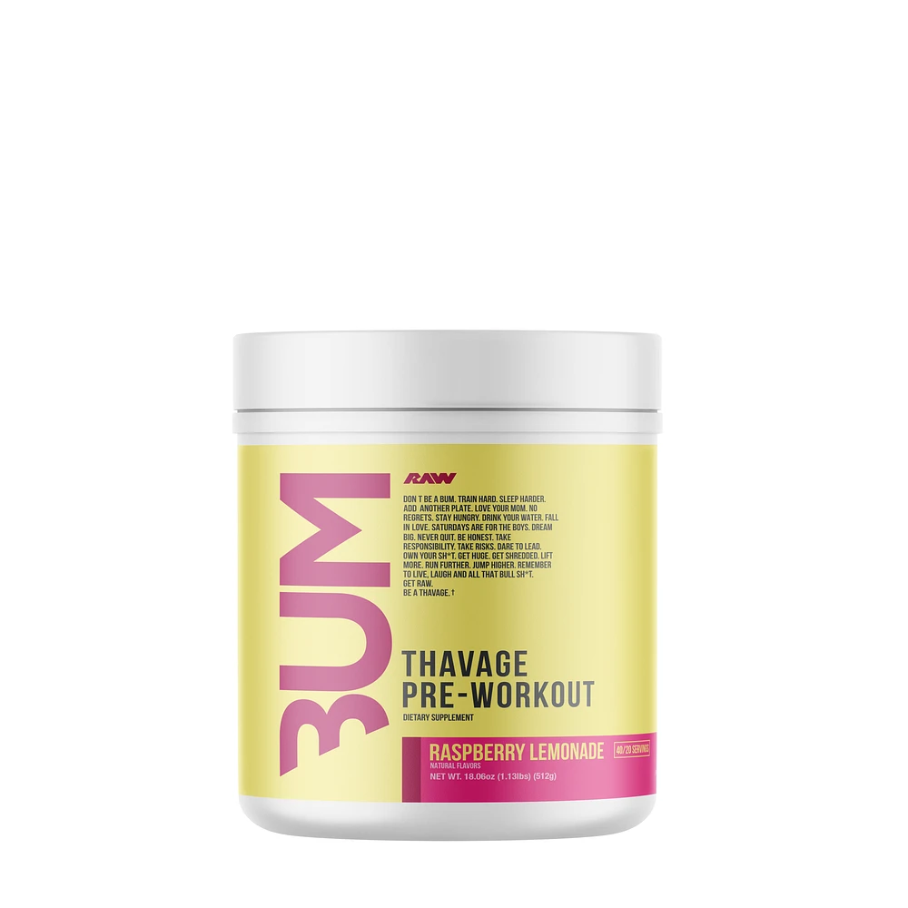 Raw Nutrition Thavage Pre-Workout - Raspberry Lemonade (40 Servings)