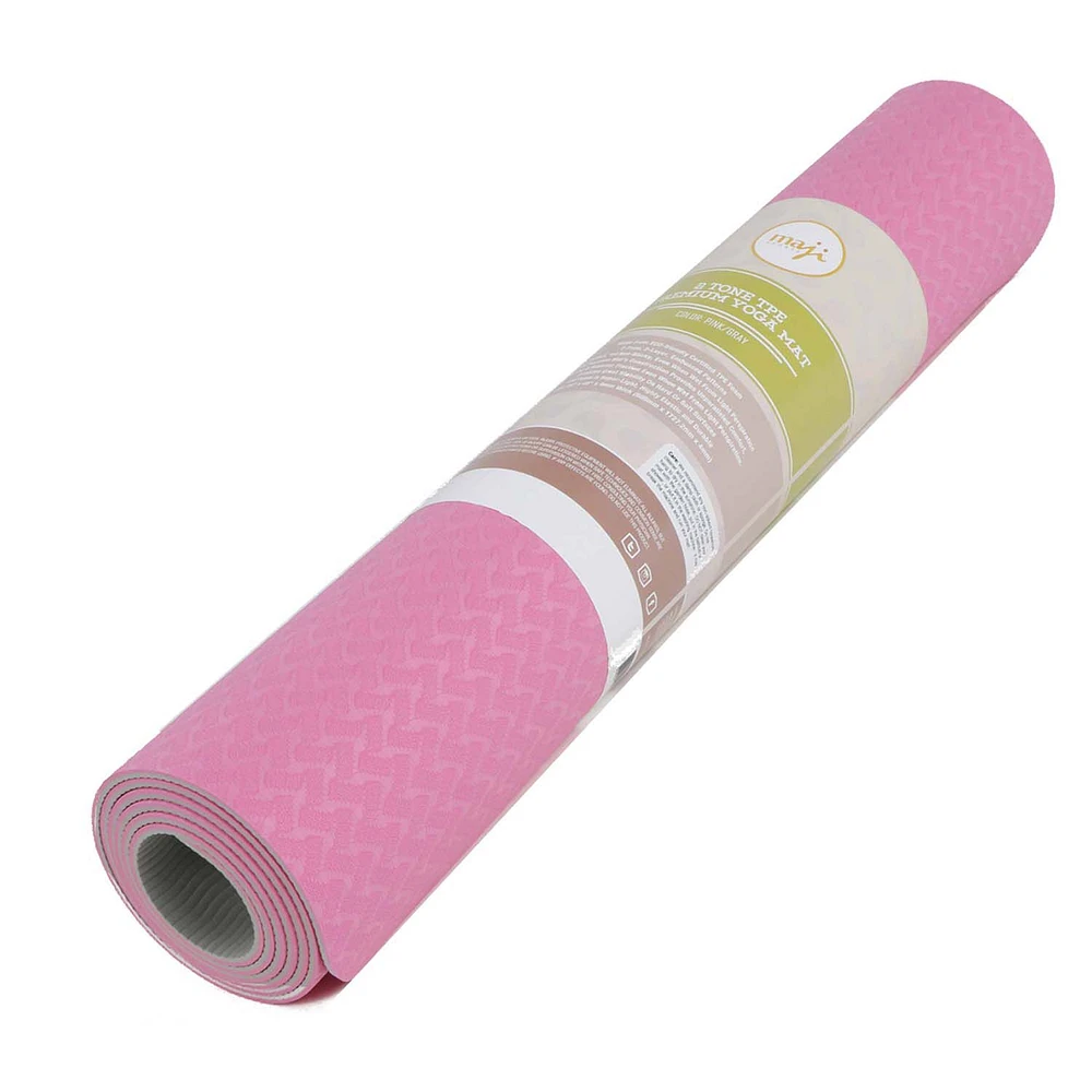 Maji Sports 2 Tone Tpe Yoga Mat - Fabric Pink/gray 1
