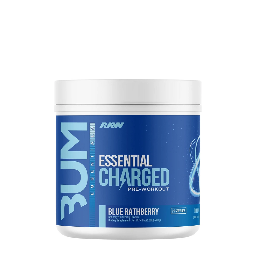 Raw Nutrition Essential Charged Preworkout - Blue Rathberry (25 Servings)