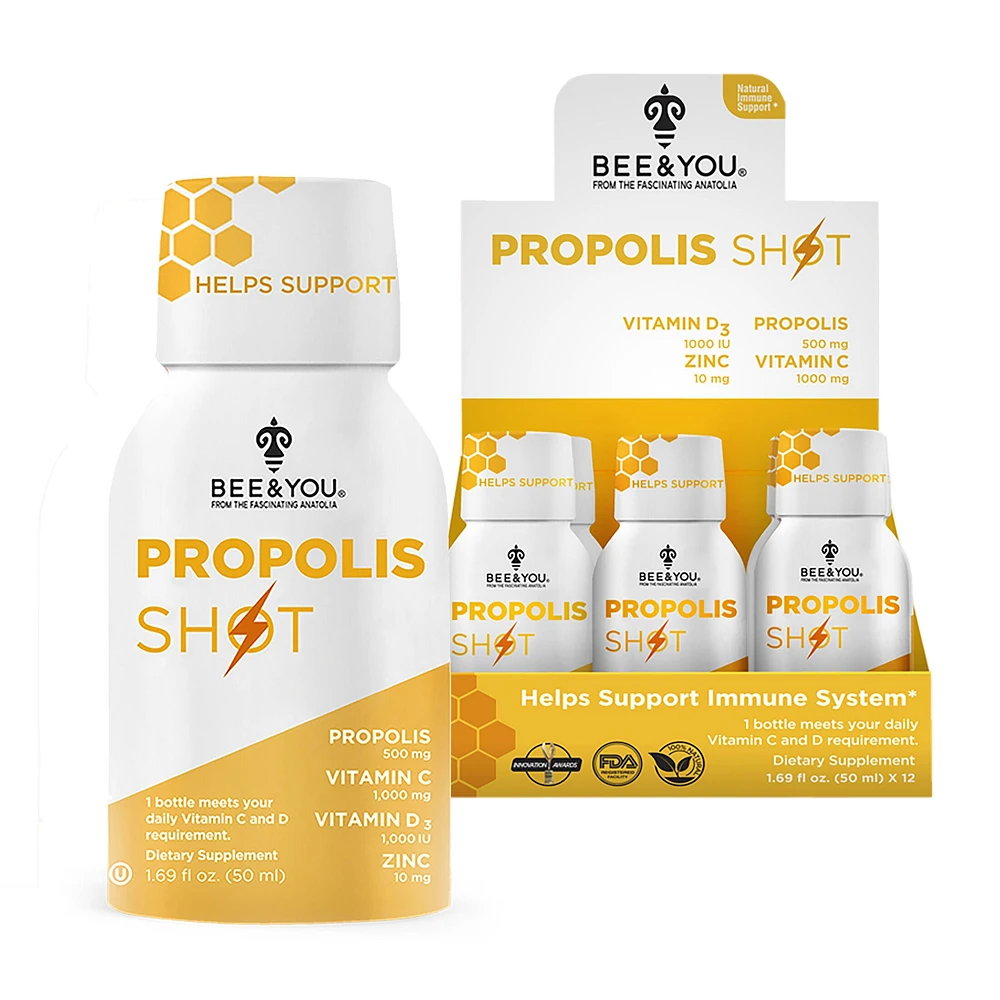 Bee and You Immune Support Propolis Shot Vitamin C - 1.69 Oz. (12 Bottles)