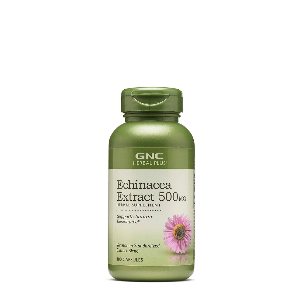 GNC Herbal Plus Echinacea Extract 500Mg - 100 Capsules (100 Servings)