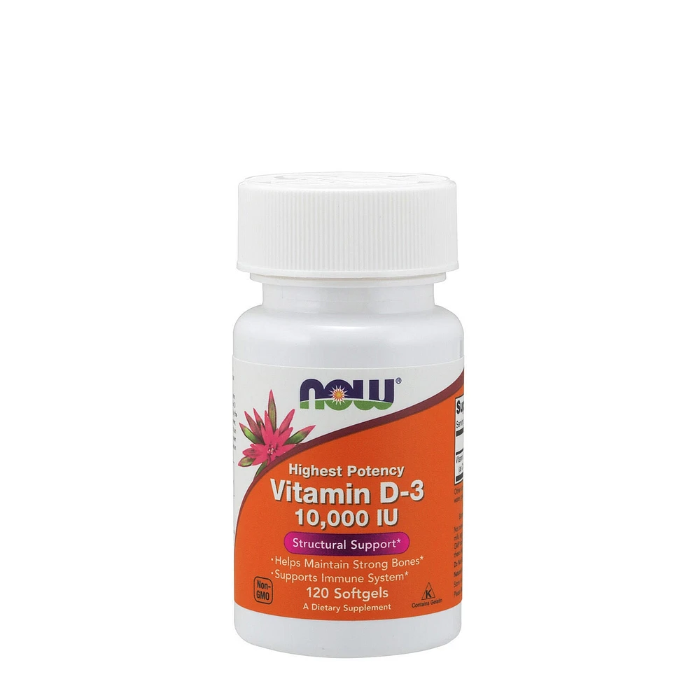 NOW Vitamin D-3 10000 Iu - 120 Softgels (40 Servings)