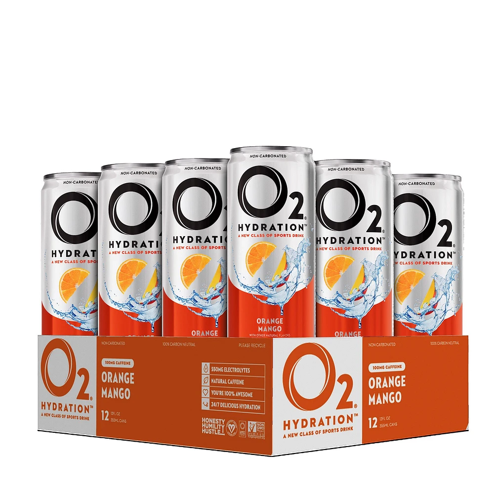 O2 Sports Drink Vegan - Orange Mango 12Oz. (12 Cans)