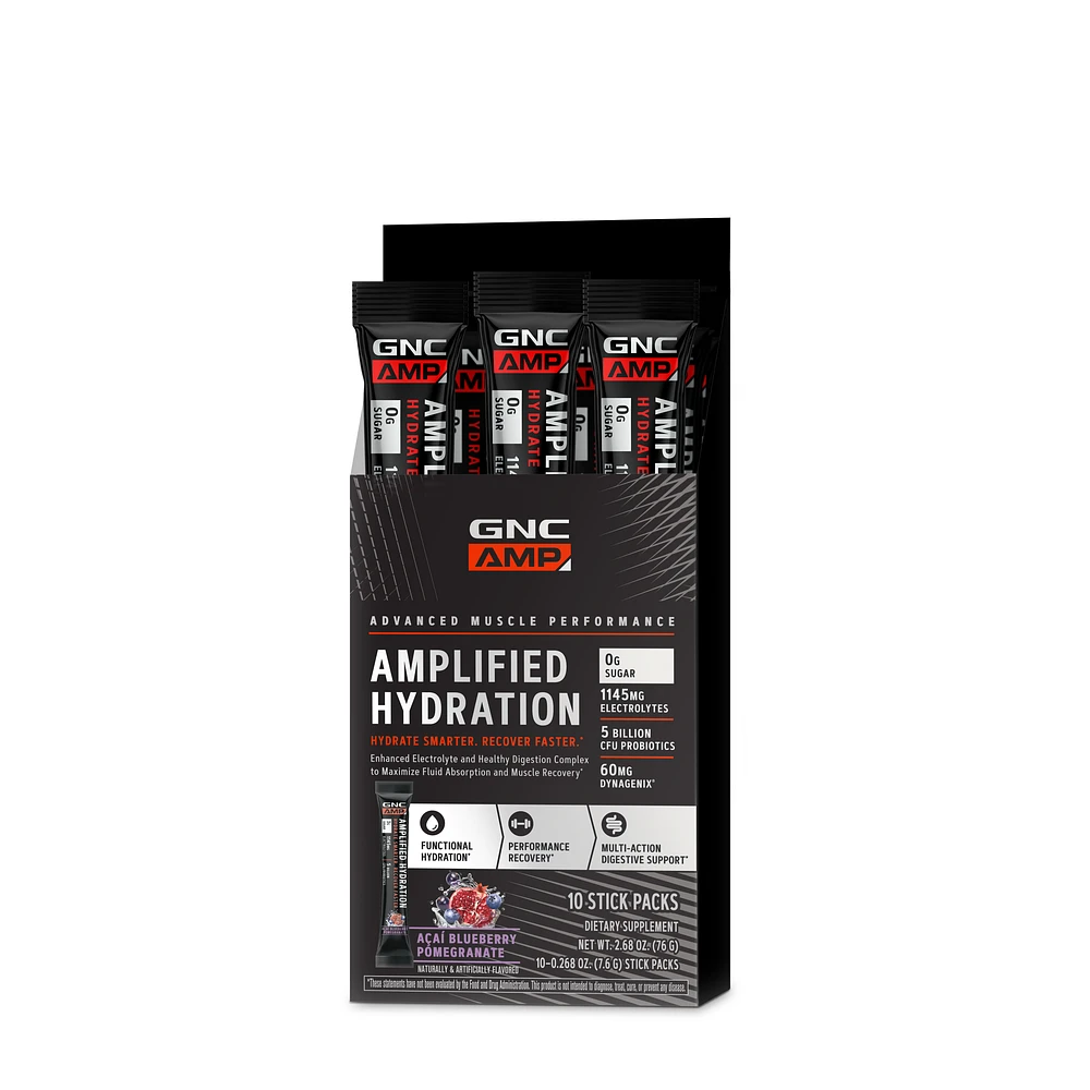 GNC AMP Amplified Hydration Healthy - Acai Blueberry Pomegranate (10 Stick Packs)