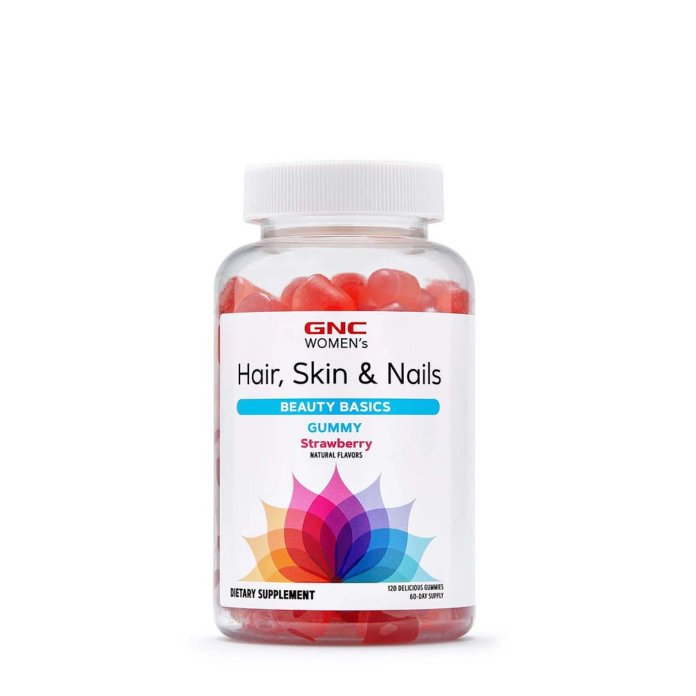 GNC Women's Hair - Skin & Nails Strawberry 120 Gummies (60 Servings)