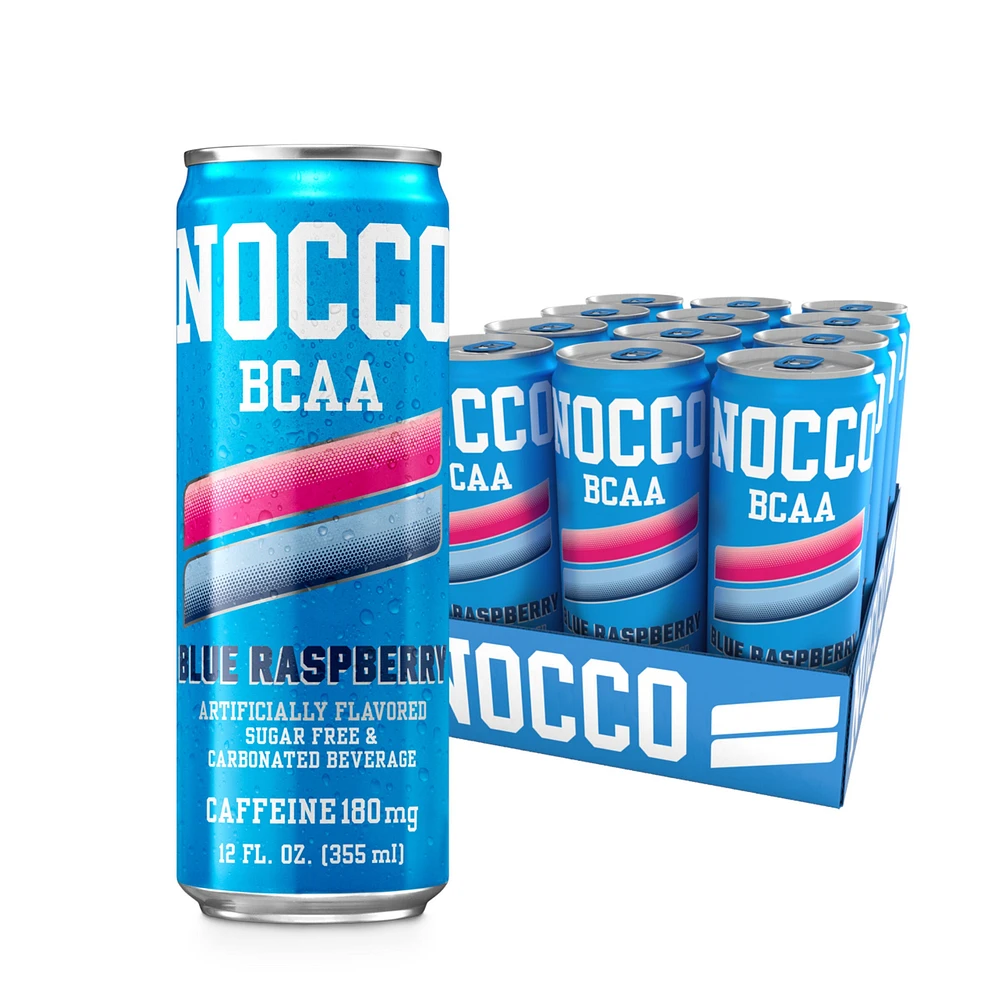 NOCCO No Carbs Company Bcaa Drink - Blue Raspberry 12 Fl Oz (12 Cans)