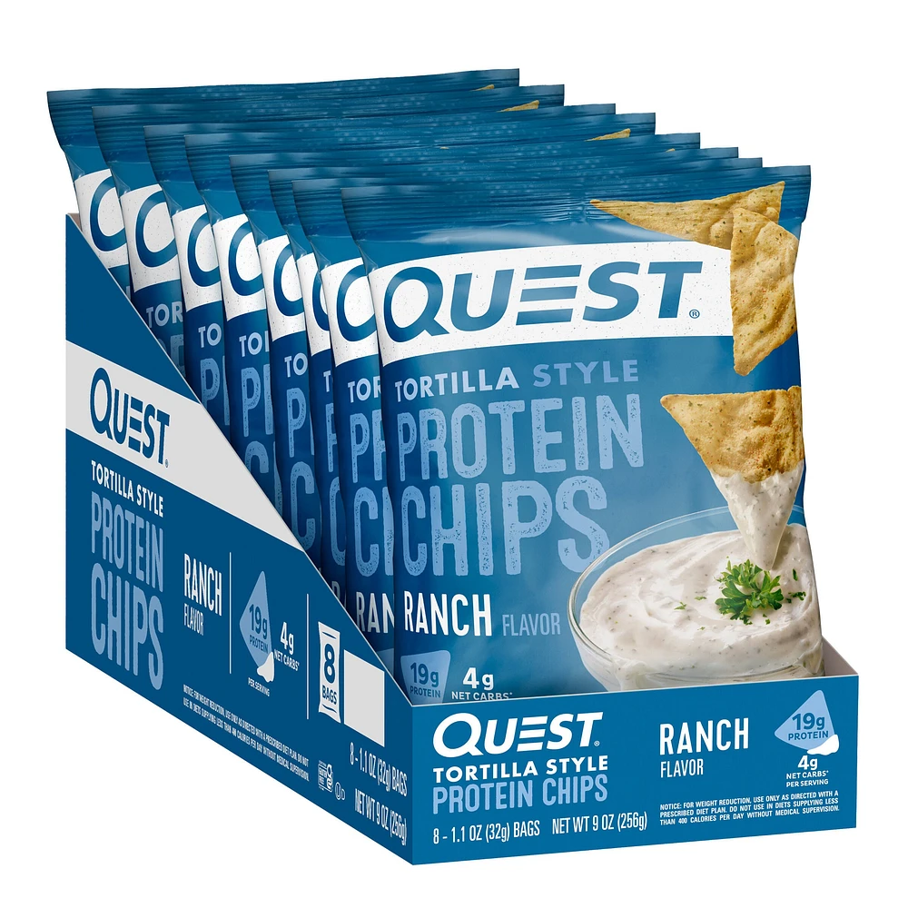 Quest Tortilla Style Protein Chips - Ranch (8 Bags)