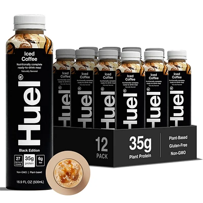 Huel Black Edition Rtd High-Protein Meal - Iced Coffee 16.9 Fl Oz (12 Bottles)