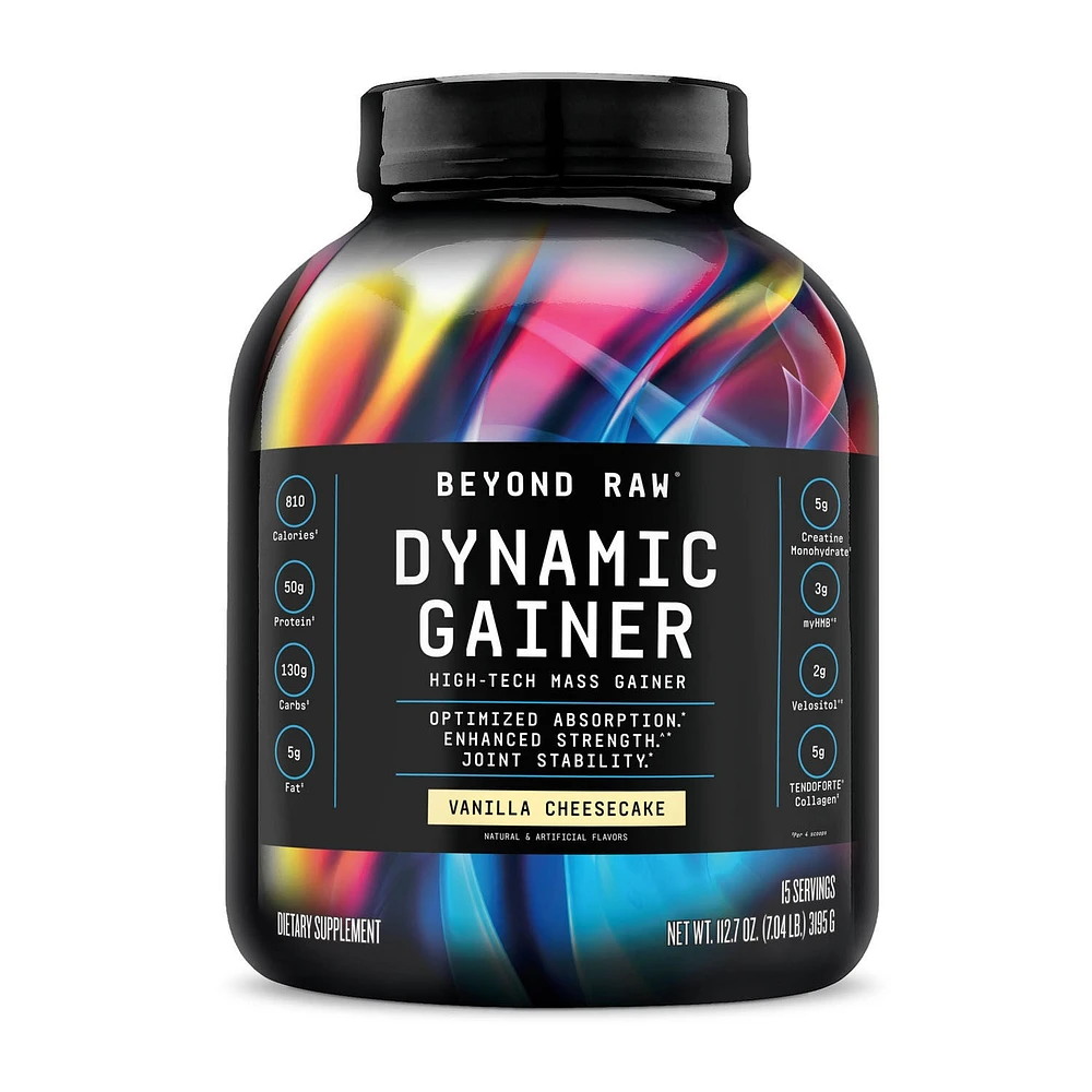 Beyond Raw Dynamic Gainer High-Tech Mass Gainer: Vanilla Cheesecake (15 Servings)