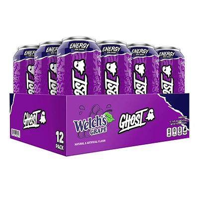 GHOST Energy Drink Vegan - Welch's Grape 16 Fl Oz. (12 Cans) Zero Sugar