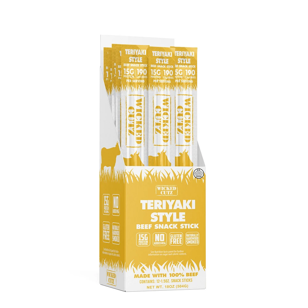 Wicked Cutz Beef Sticks - Teriyaki (12 Sticks) 12