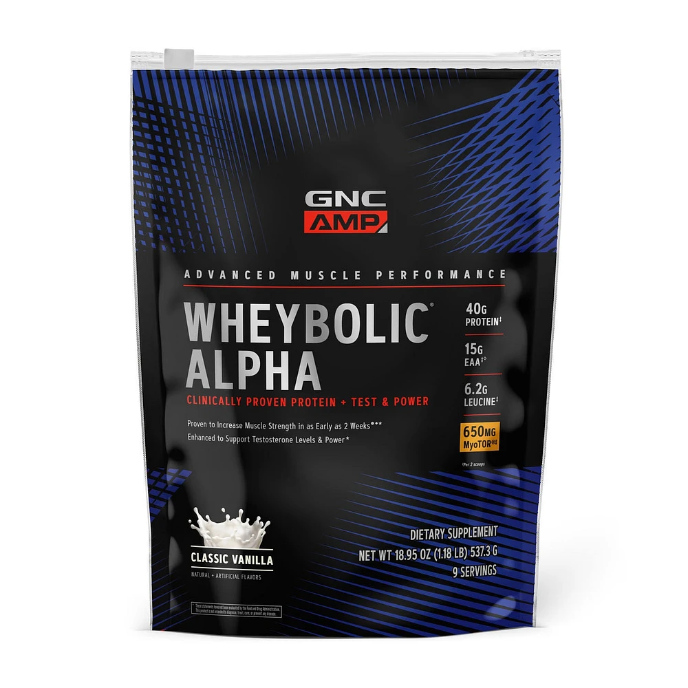 GNC AMP Whey Proteinbolic Alpha with Myotor Healthy - Classic Vanilla (9 Servings)
