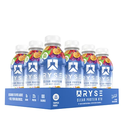 RYSE Clear Protein Rtd - Kool-Aid Tropical Punch 16.9 Fl Oz (12 Bottles)