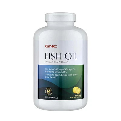 GNC Fish Oil Omega 3 - Lemon 360 Softgels (360 Servings)
