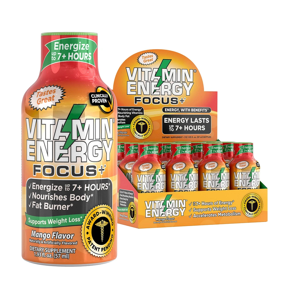 Vitamin Energy Focus + with Benefits - Mango 1.93 Oz. (12 Bottles)
