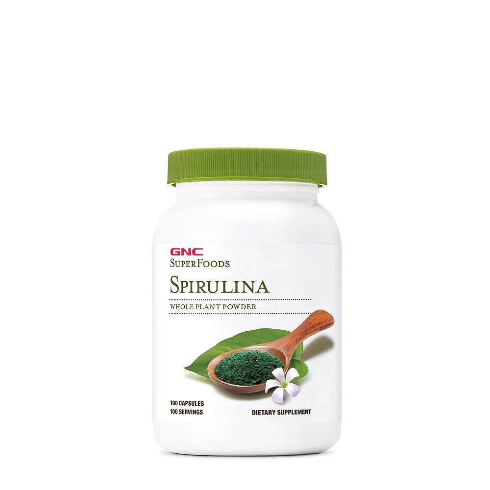 GNC SuperFoods Spirulina Whole Plant Powder Capsules - 100 (100 Servings)