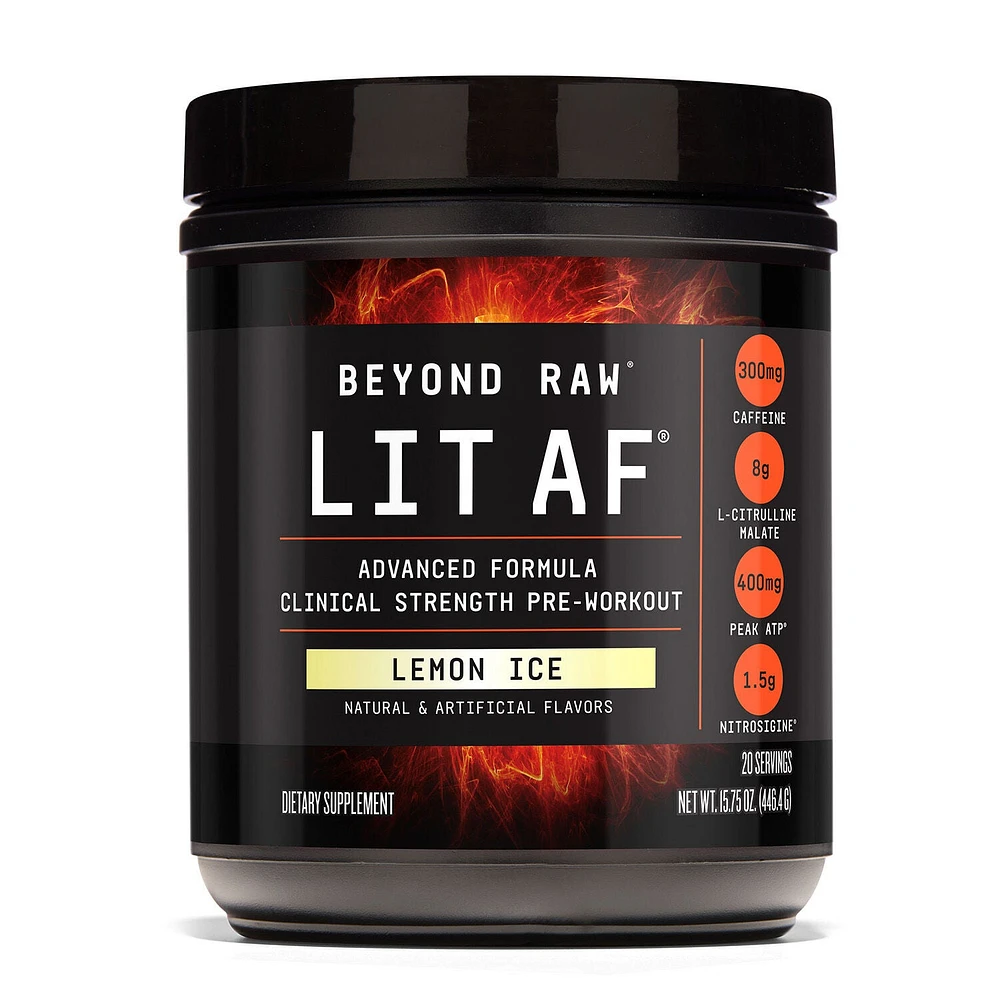 Beyond Raw Lit Af Pre-Workout - Lemon Ice (20 Servings)