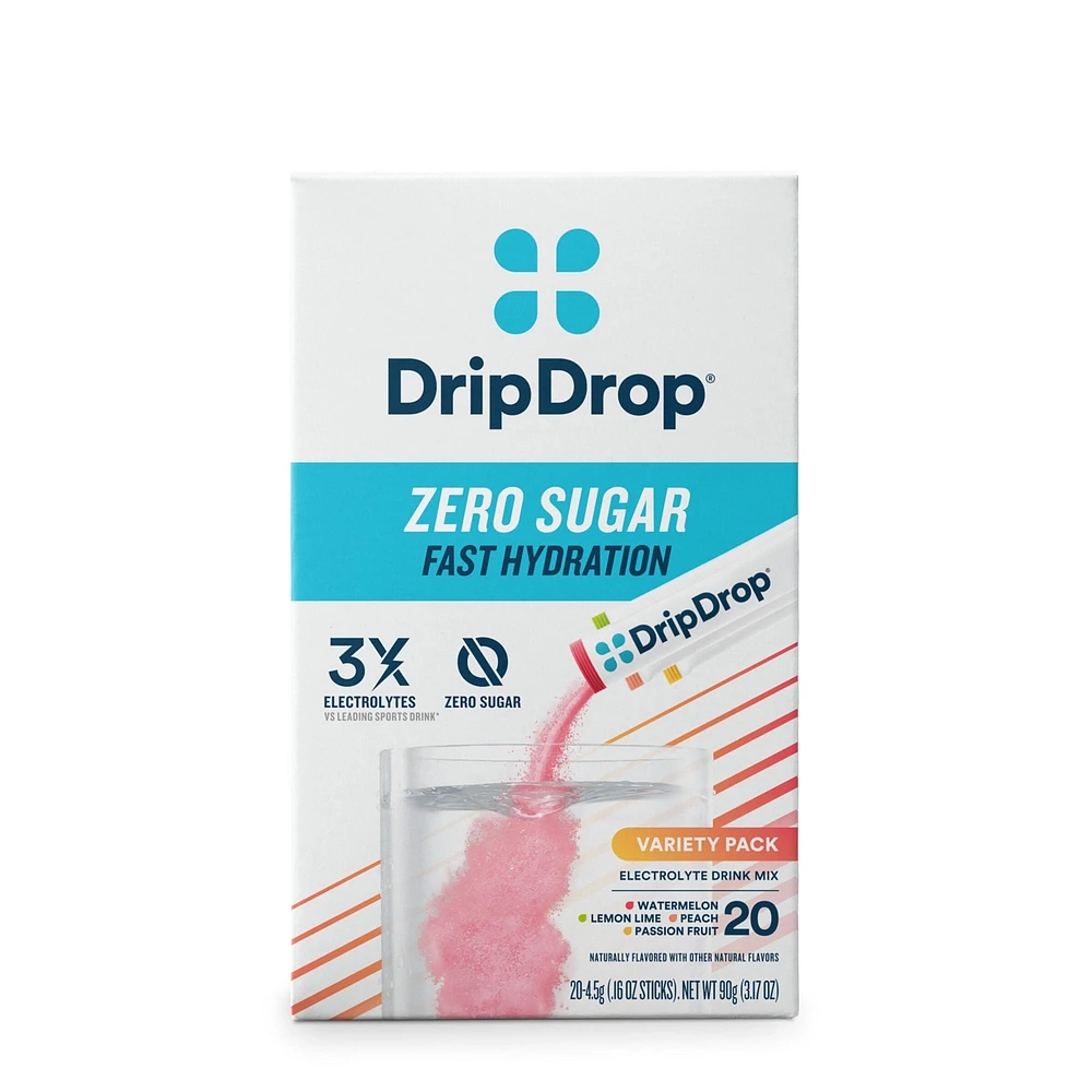 DripDrop Zero Sugar Electrolyte Drink Mix Vitamin C - Variety (20 Stick Packs)
