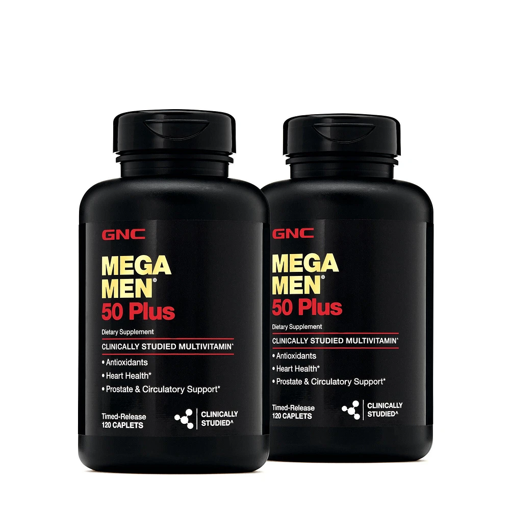 GNC Mega Men 50 Plus Multivitamin Healthy - Twin Pack (60 Servings Each)