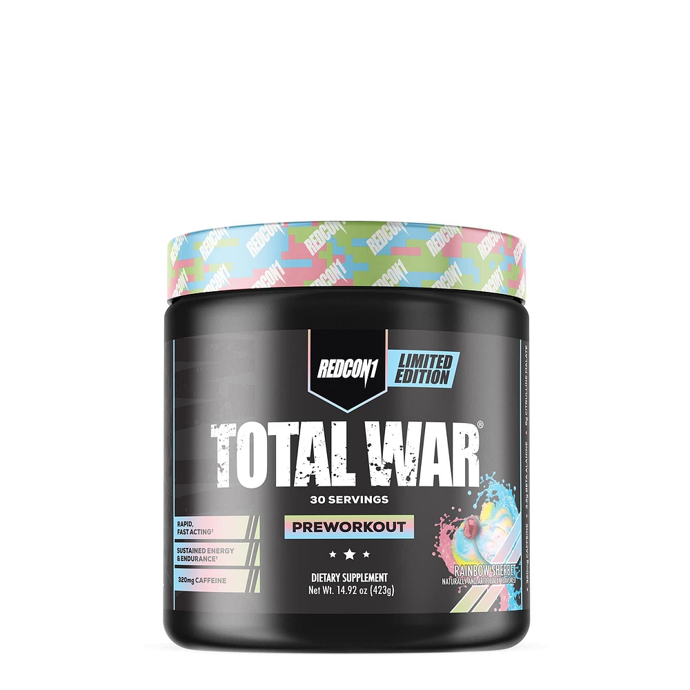 REDCON1 Total War Pre-Workout - Rainbow Sherbert (30 Servings) 14.92 fl. Oz
