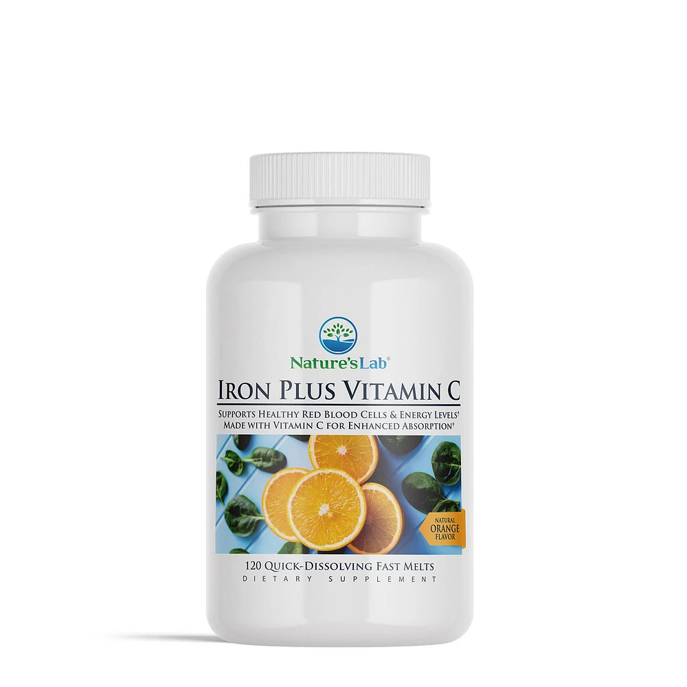 Nature's Lab Iron Plus Vitamin C Healthy - Orange 120 Melts (120 Servings)