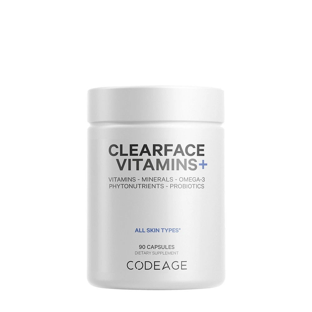 Codeage Clearface Vitamins - Daily Multivitamin Minerals Herbs 90 Capsules (30 Servings)