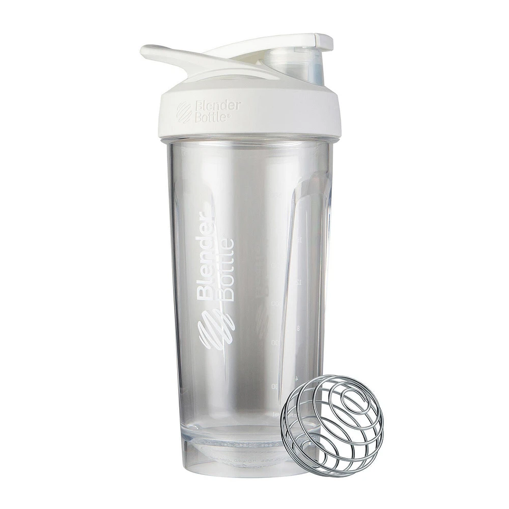 BlenderBottle Strada Tritan Protein Shaker Bottle - Clear White 28Oz