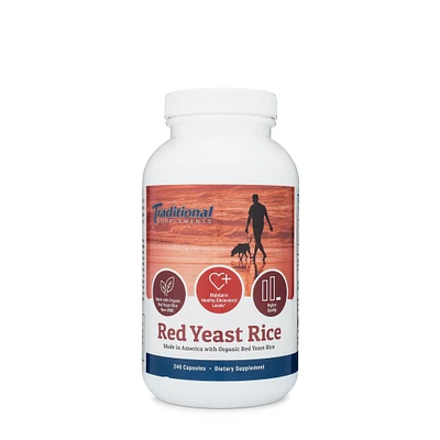 Traditional Supplements Red Yeast Rice Healthy - 240 Capsules (120 Servings)